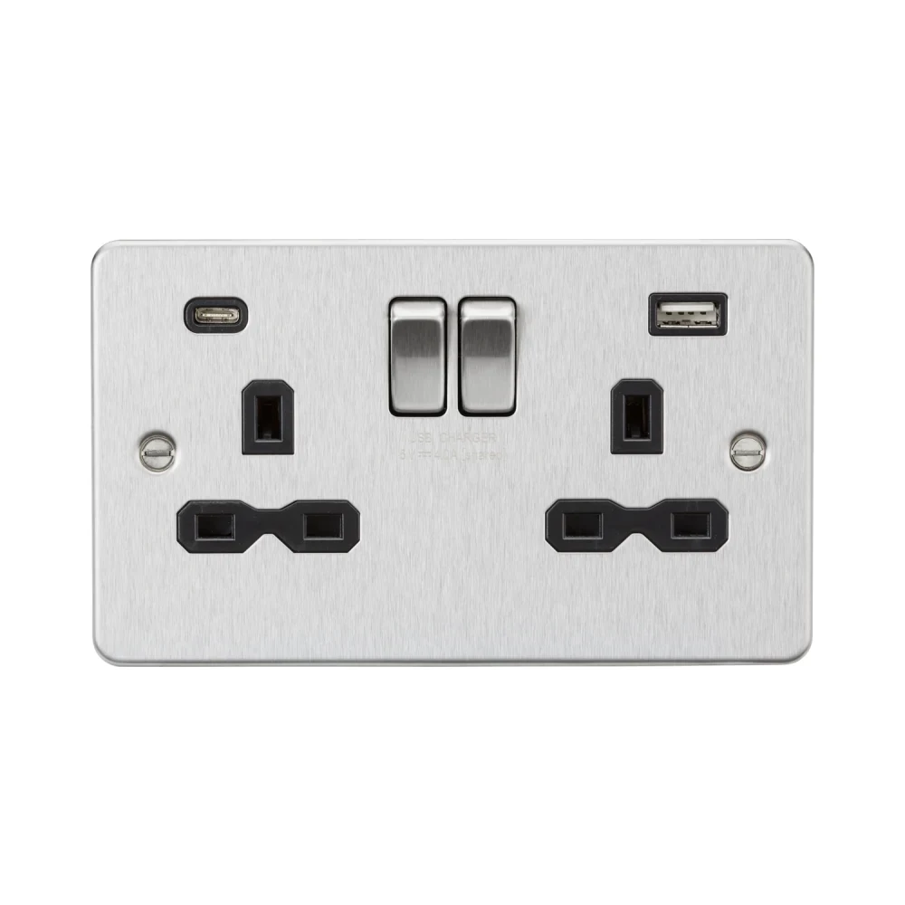 Knightsbridge FPR9940BC Switched Socket with Dual USB A+C 1 Knightsbridge FPR9940BC Double Socket with Dual USB