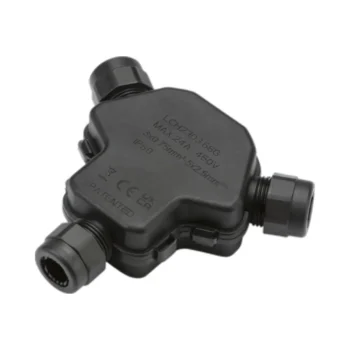 Knightsbridge JB0014 3-way IP68 gel-filled cable connector with lever terminals for safe outdoor electrical joins.