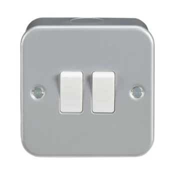Knightsbridge M3000 Grey Metal Clad 2 Gang Switch