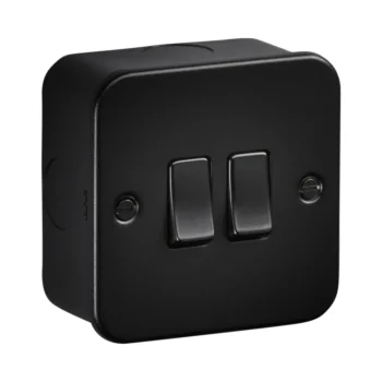 Knightsbridge M3000TB Black Metal Clad 2 Gang Switch