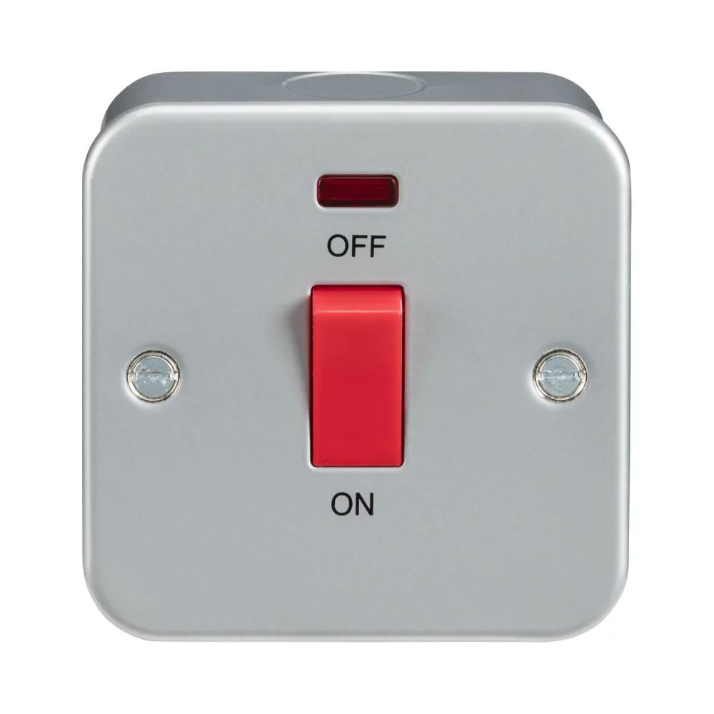 Knightsbridge | M8331N | Grey Metal Clad | 45A Double Pole Switch with Neon 1 Knightsbridge M8331N Grey Metal Clad Switch Neon