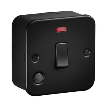Knightsbridge M8341NFTB Black Metal Clad Switch Neon Flex Outlet