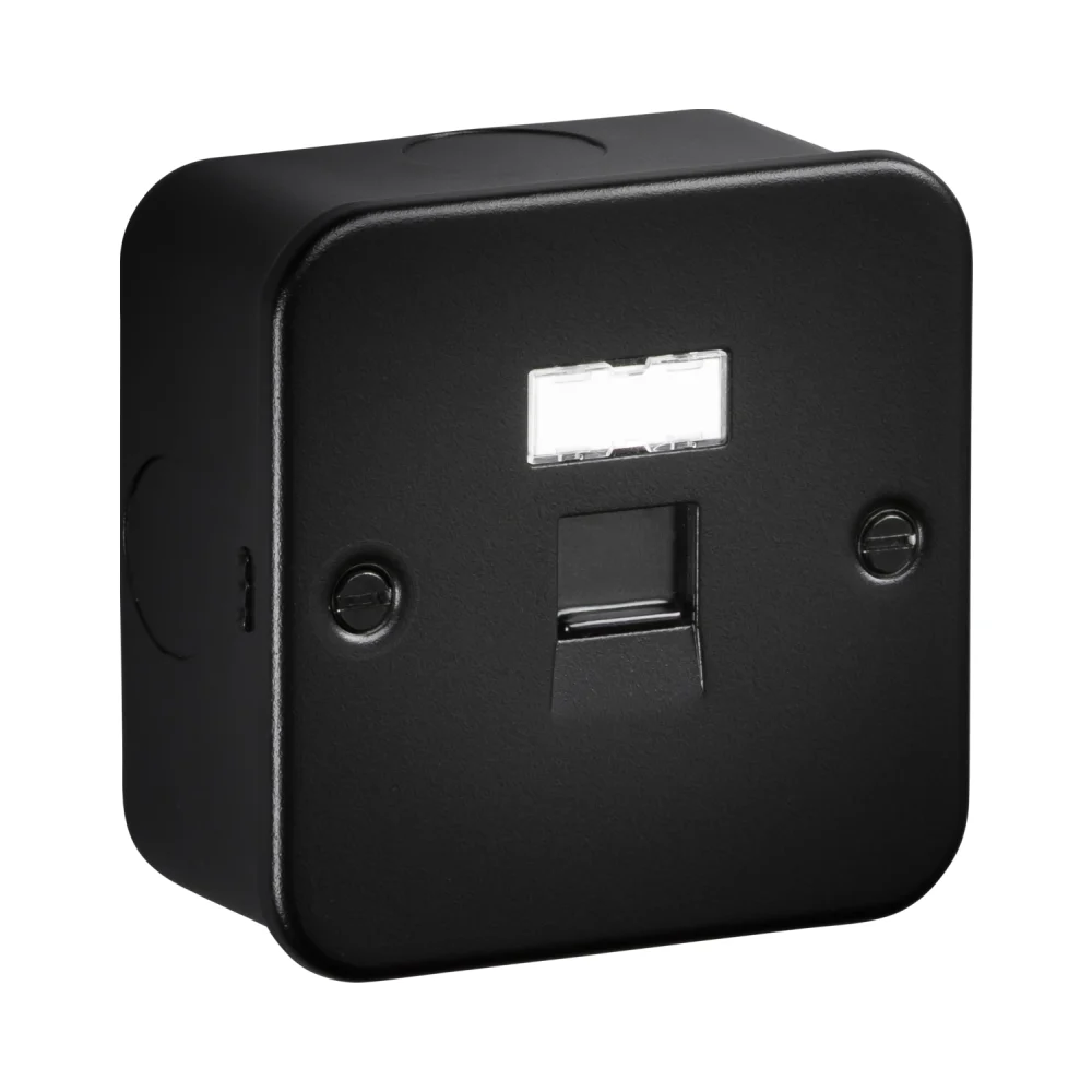 Knightsbridge | MC6TB | Textured Black Metal Clad | Cat6a RJ45 Network Outlet 1 Knightsbridge MC6TB Black Metal Clad Cat6a RJ45 Outlet