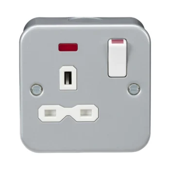 Knightsbridge MR7000N Grey Metal Clad Single Socket Neon