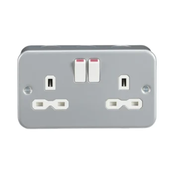 Knightsbridge MR9000 Grey Metal Clad Double Socket