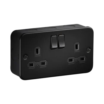 Knightsbridge MR9000TB Black Metal Clad Double Socket