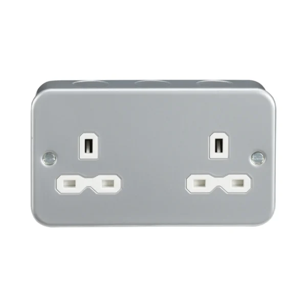 Knightsbridge MR9000U Grey Metal Clad Double Socket