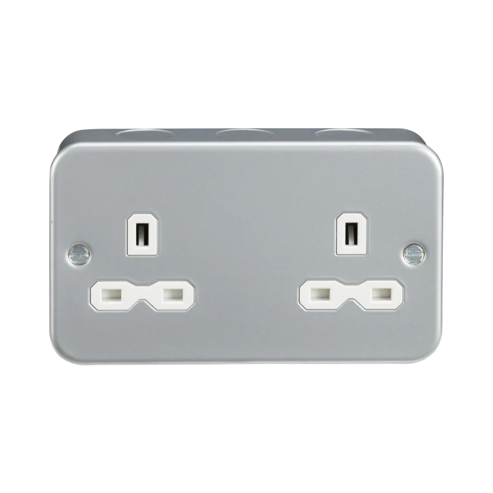 Knightsbridge | MR9000U | Grey Metal Clad | 13A Double Unswitched Socket 1 Knightsbridge MR9000U Grey Metal Clad Double Socket