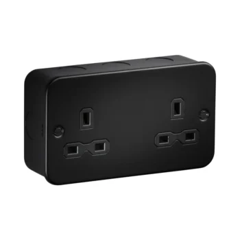 Knightsbridge MR9000UTB Black Metal Clad Double Socket