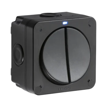 Knightsbridge OP3 Knightsbridge IP66 20AX 2G SP 2-way switch - Black