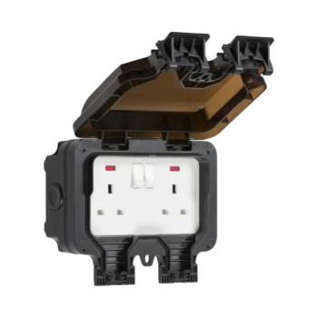 Knightsbridge OP9N Knightsbridge IP66 13A 2G DP Switched Socket with Neons - Black