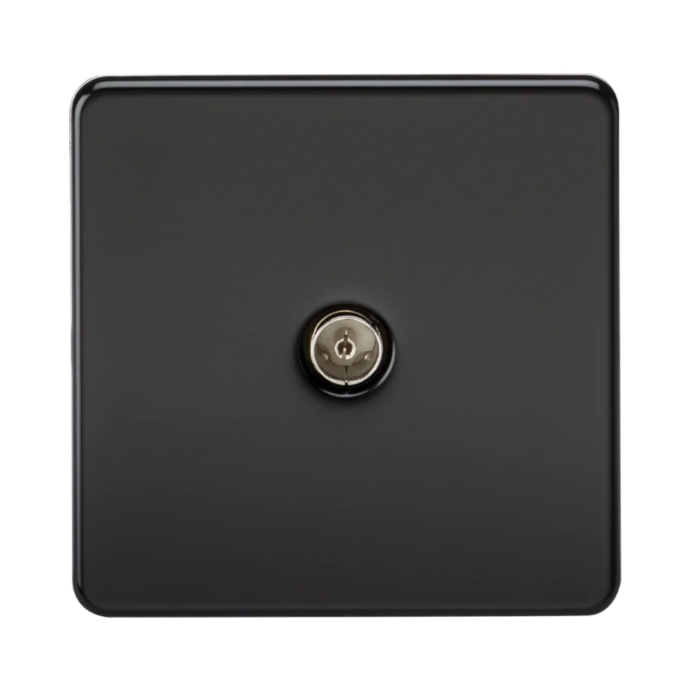 Knightsbridge SF0100MB Black Screwless Non-Isolated TV Outlet 1 Knightsbridge SF0100MB Black Screwless Non-Isolated TV Outlet