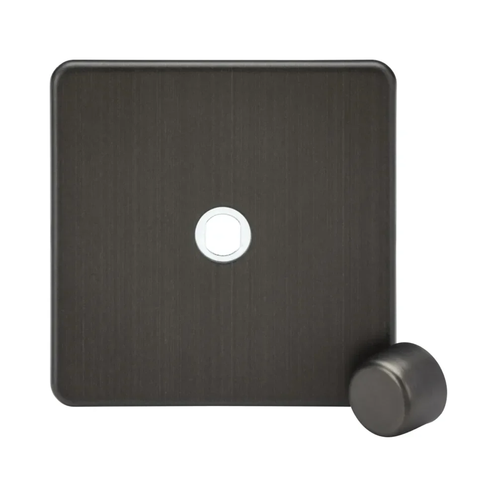 Knightsbridge SF1DIMSB 1G Dimmer Plate with Matching Metal Dimmer Cap - Smoked Bronze 1 Knightsbridge SF1DIMSB 1G Dimmer Plate with Matching Metal Dimmer Cap - Smoked Bronze