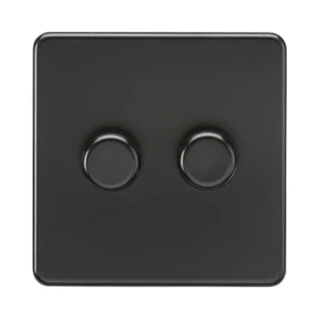 Knightsbridge SF2182MBB 2G 2 Way Matt Black Screwless LED Dimmer