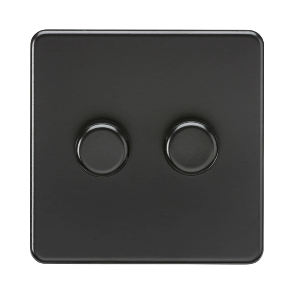 Knightsbridge SF2182MBB 2G 2 Way Matt Black Screwless LED Dimmer 1 Knightsbridge SF2182MBB 2G 2 Way Matt Black Screwless LED Dimmer