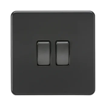 Knightsbridge SF3000MBB 2 Gang 2 Way Matt Black Screwless Switch