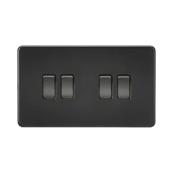 Knightsbridge SF4100MBB Matt Black Screwless 4 Gang 2 Way Switch