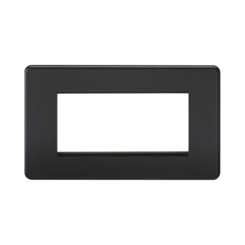 Knightsbridge SF4GMB Matt Black Screwless 4 Gang Euro Plate