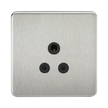 Knightsbridge SF5ABC Knightsbridge Screwless 5A Unswitched Socket - Brushed Chrome with Black Insert