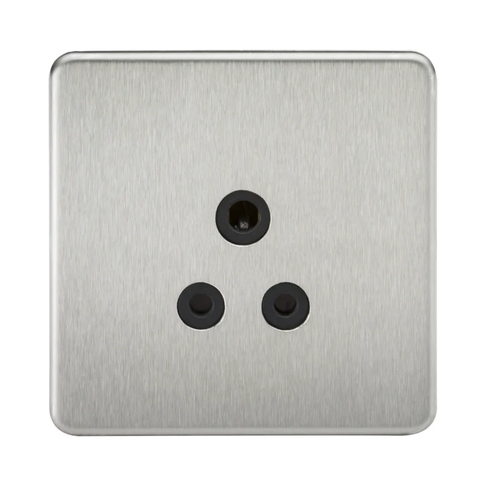Knightsbridge SF5ABC Screwless Brushed Chrome with Black Insert 5A Socket 1 Knightsbridge SF5ABC Knightsbridge Screwless 5A Unswitched Socket - Brushed Chrome with Black Insert