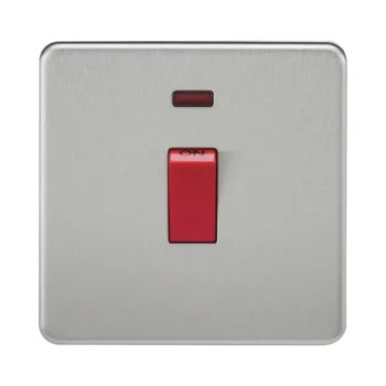 Knightsbridge SF8331NBC Knightsbridge Screwless 45A 1G DP Switch with Neon - Brushed Chrome