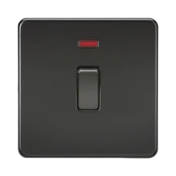 Knightsbridge SF8341NMBB Matt Black 20A Single DP Switch with Neon
