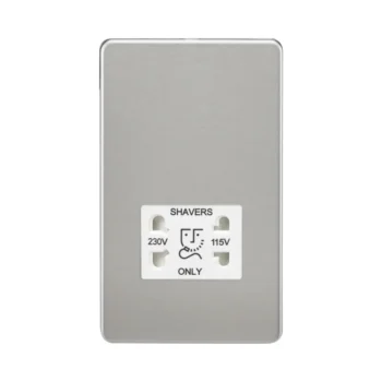 Knightsbridge SF8900BCW Knightsbridge Screwless 115V/230V Dual Voltage Shaver Socket - Brushed Chrome with White Insert