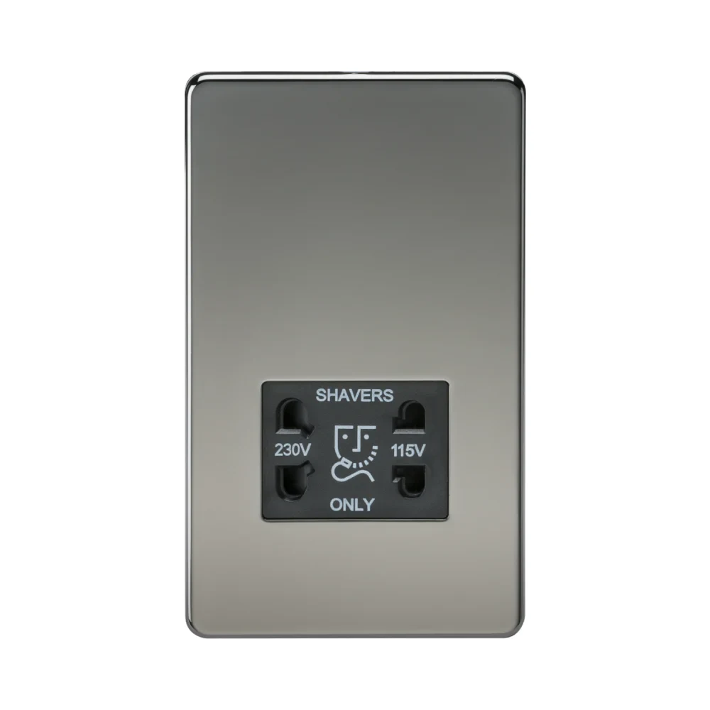 Knightsbridge SF8900BN Screwless Black Nickel with Black Insert Shaver Socket 1 Knightsbridge SF8900BN Knightsbridge Screwless 115V/230V Dual Voltage Shaver Socket - Black Nickel with Black Insert