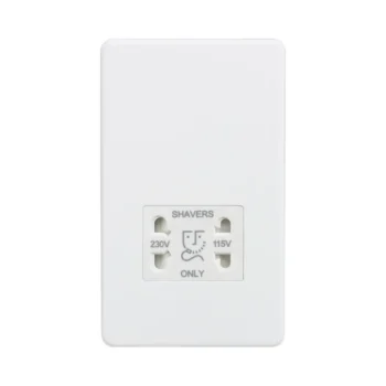 Knightsbridge SF8900MW Knightsbridge Screwless 115V/230V Dual Voltage Shaver Socket - Matt White with White Insert