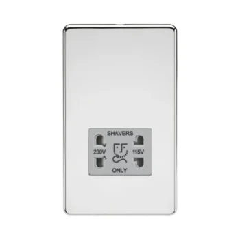 Knightsbridge SF8900PCG Knightsbridge Screwless 115V/230V Dual Voltage Shaver Socket - Polished Chrome with Grey Insert