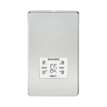 Knightsbridge SF8900PCW Knightsbridge Screwless 115V/230V Dual Voltage Shaver Socket - Polished Chrome with White Insert