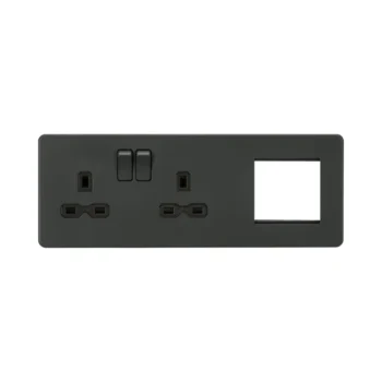 Knightsbridge SFR192LAT 13A 2G DP Socket + 2G Modular Combination Plate - Anthracite