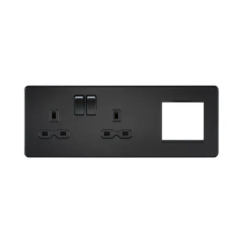 Knightsbridge SFR192LMBB 13A 2 Gang Socket + 2 Gang Modular Plate