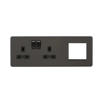 Knightsbridge SFR192LSB 13A 2G DP Socket + 2G Modular Combination Plate - Smoked Bronze with Black Insert