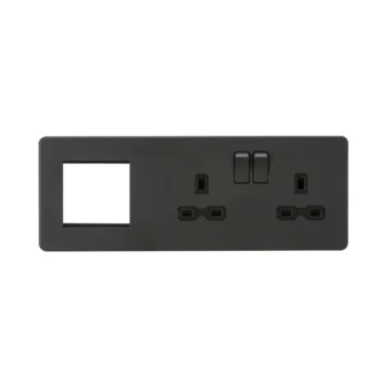 Knightsbridge SFR192RAT 13A 2G DP Socket + 2G Modular Plate - Anthracite