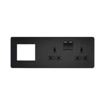 Knightsbridge SFR192RMBB 13A 2 Gang Socket + 2 Gang Modular Plate