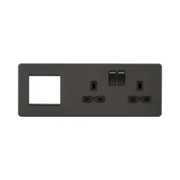 Knightsbridge SFR192RSB 13A 2G DP Socket + 2G Modular Combination Plate - Smoked Bronze with Black Insert