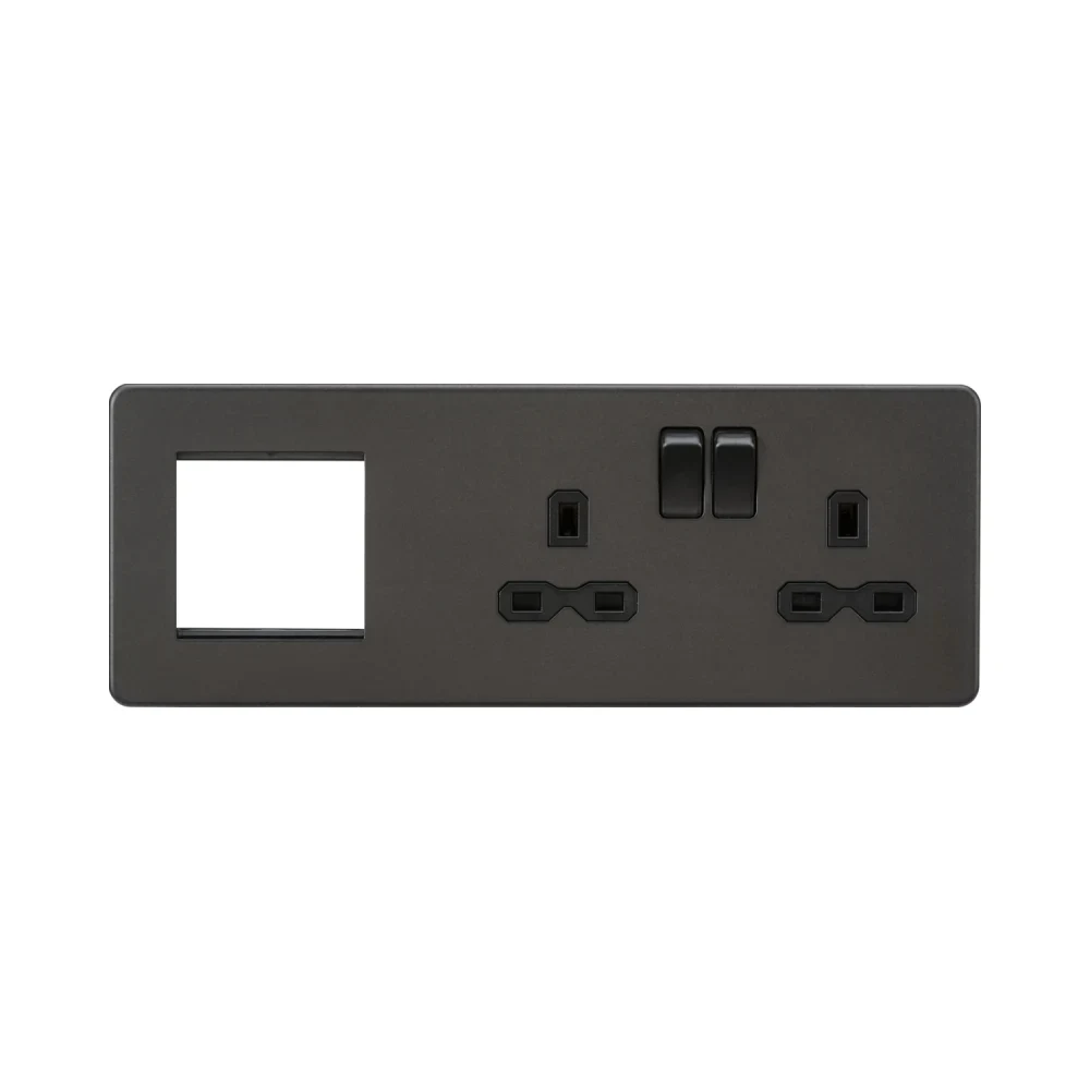 Knightsbridge SFR192RSB 13A 2G DP Socket + 2G Modular Combination Plate - Smoked Bronze with Black Insert 1 Knightsbridge SFR192RSB 13A 2G DP Socket + 2G Modular Combination Plate - Smoked Bronze with Black Insert