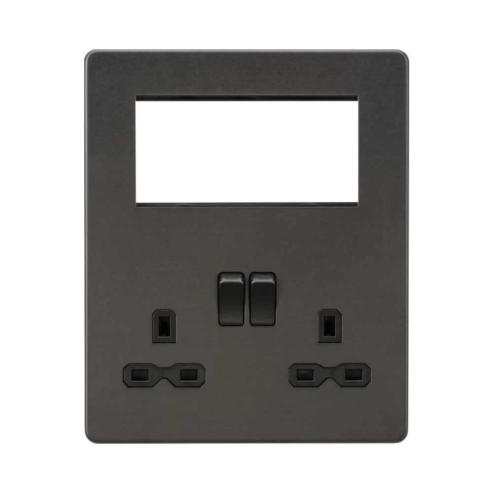 Knightsbridge SFR194SB Small Multimedia Combination Plate - Smoked Bronze with Black Insert 1 Knightsbridge SFR194SB Small Multimedia Combination Plate - Smoked Bronze with Black Insert