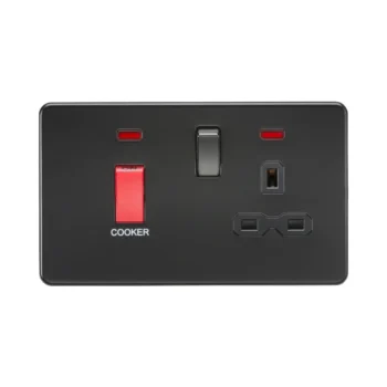 Knightsbridge SFR8333NMBB 45A Double Pole Switch with 13A Socket