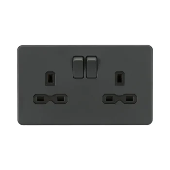 Knightsbridge SFR9000AT 13A 2G DP Switched Socket with Twin Earths - Anthracite