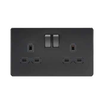 Knightsbridge SFR9000MBB 13A 2 Gang Switched Screwless Socket