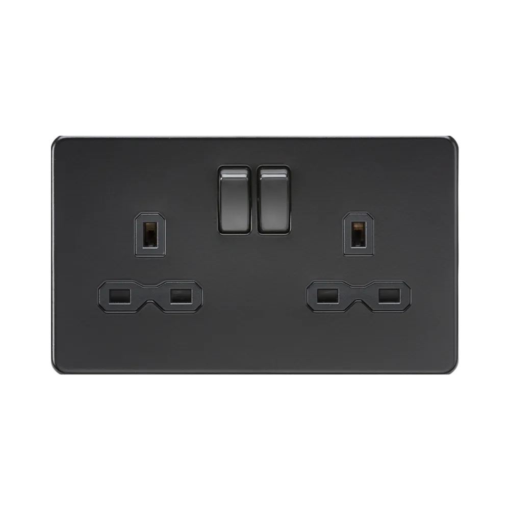 Knightsbridge SFR9000MBB 13A 2 Gang Switched Screwless Socket 1 Knightsbridge SFR9000MBB 13A 2 Gang Switched Screwless Socket