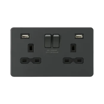 Knightsbridge SFR9224AT 13A 2G SP Switched Socket with USB - Anthracite