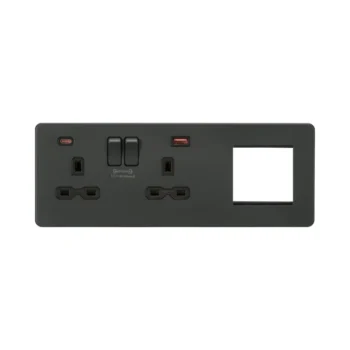 Knightsbridge SFR992LAT 13A 2G DP Socket +2G Modular + USB A+C - Anthracite