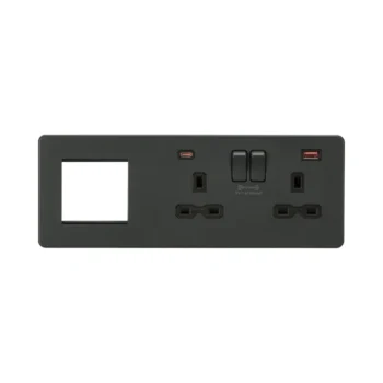 Knightsbridge SFR992RAT 13A 2G DP Socket +2G Modular USB A+C Anthracite