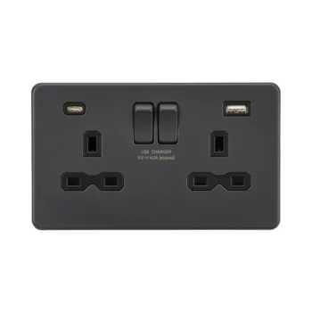 Knightsbridge SFR9940AT 13A 2G SP Switched Socket with USB - Anthracite