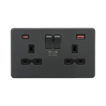 Knightsbridge SFR9945AT 13A 2G DP Switched Socket with Dual USB - Anthracite