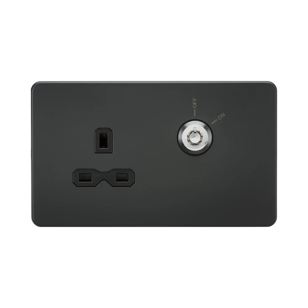 Knightsbridge SFR9LOCKAT 13A DP Key Lockable Socket (2G Plate) - Anthracite 1 Knightsbridge SFR9LOCKAT 13A DP Key Lockable Socket (2G Plate) - Anthracite