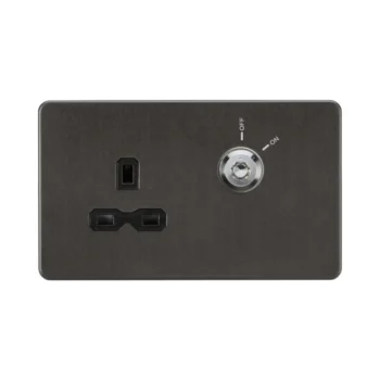 Knightsbridge SFR9LOCKSB 13A DP Key Lockable Socket (2G Plate) - Smoked Bronze with Black Insert